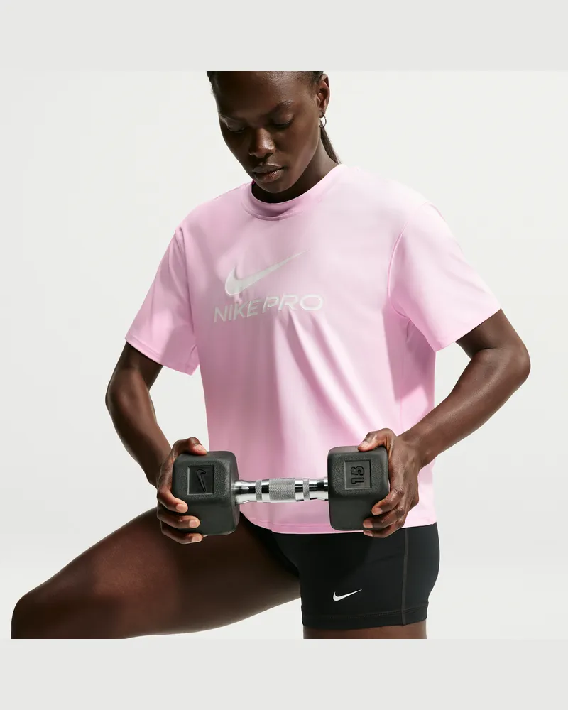 Nike Pro T-Shirt mit weitem Schnitt (Damen) - Pink Pink