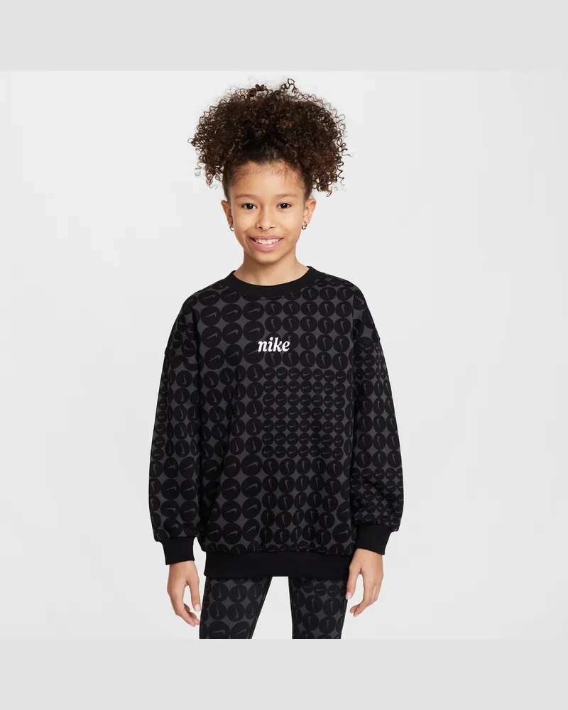 Nike Sportswear Club Fleece Oversize-Sweatshirt mit Rundhalsausschnitt für ältere Kinder (Mädchen) - Schwarz Schwarz