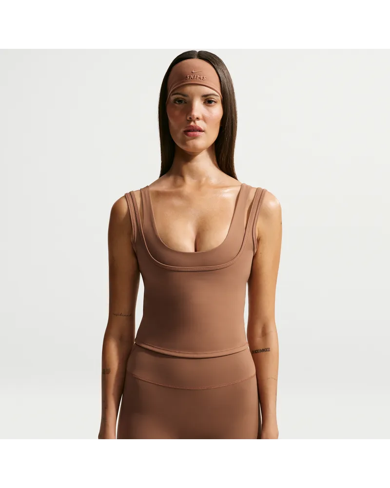 Nike SKIMS Matte Doppelträger-Tanktop mit U-Ausschnitt (Damen) - Braun Braun
