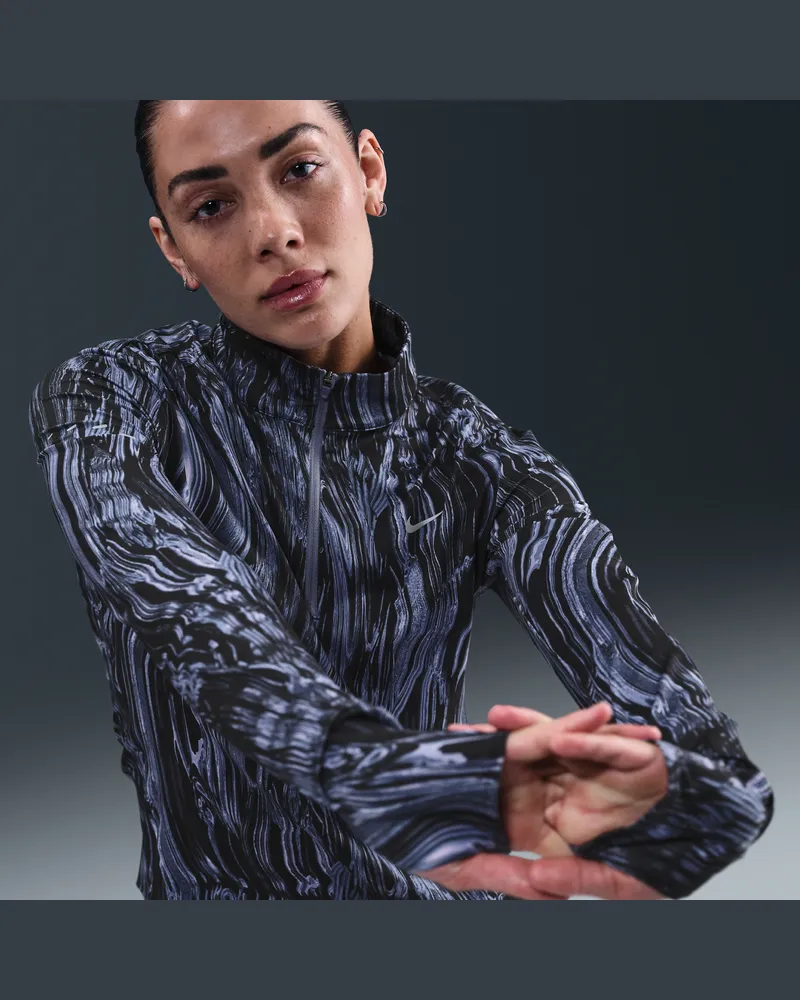 Nike Swift Dri-FIT UV-Laufoberteil mit Halbreißverschluss und Print (Damen) - Blau Blau