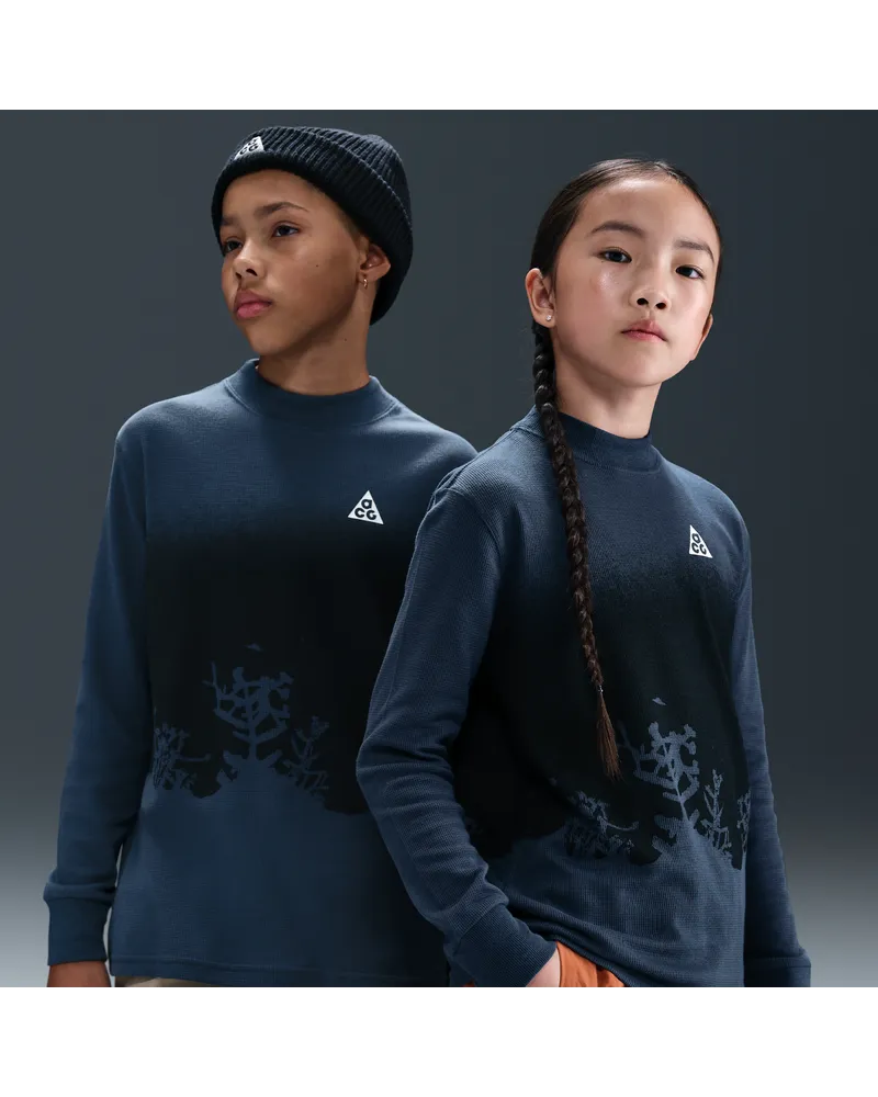 Nike ACG Langarmoberteil mit Waffelmuster für ältere Kinder - Blau Blau