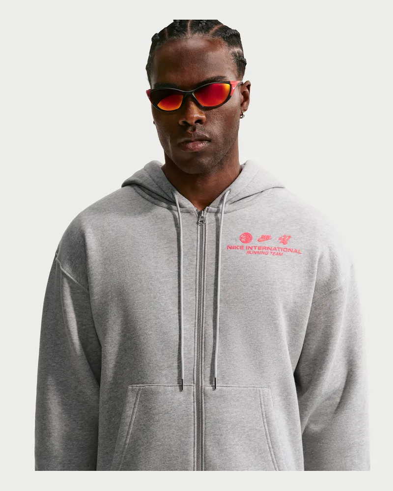 Nike Fleece-Lauf-Hoodie mit durchgehendem Reißverschluss für Herren - Grau Grau