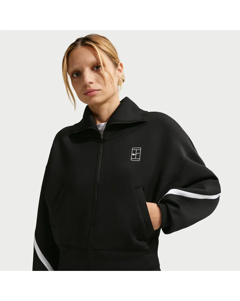 Nike Advantage Dri-FIT Tennisjacke mit durchgehendem Reißverschluss (Damen) - Schwarz Schwarz