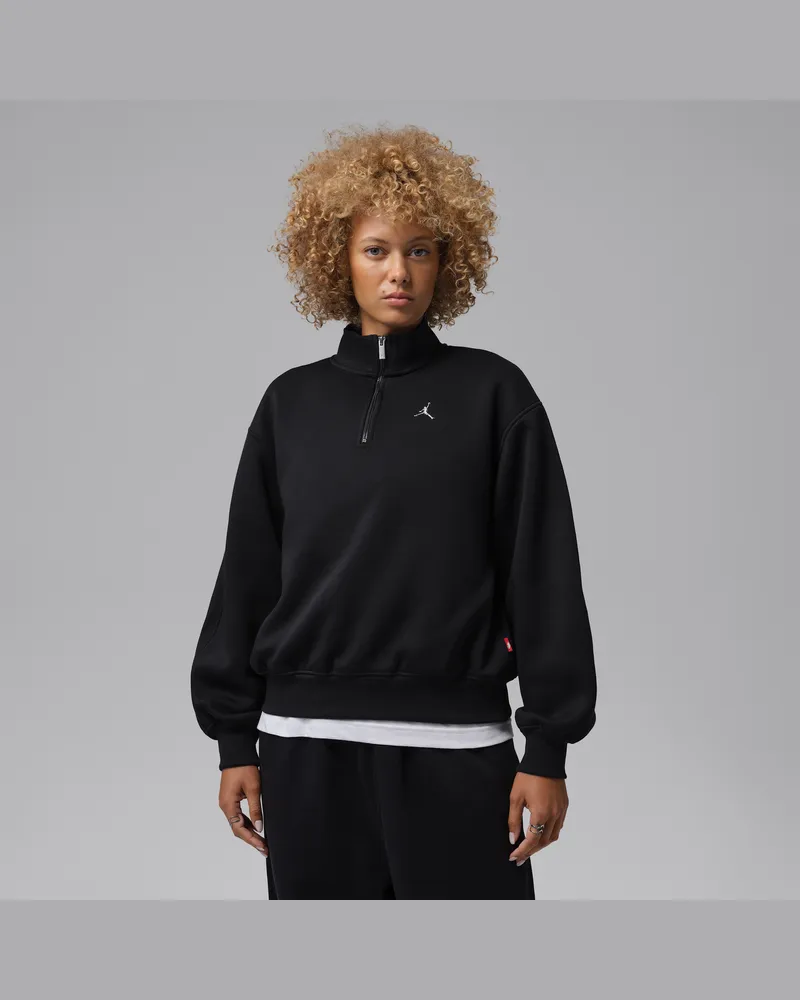 Jordan Brooklyn Fleece Oberteil mit Viertelreißverschluss (Damen) - Schwarz Schwarz
