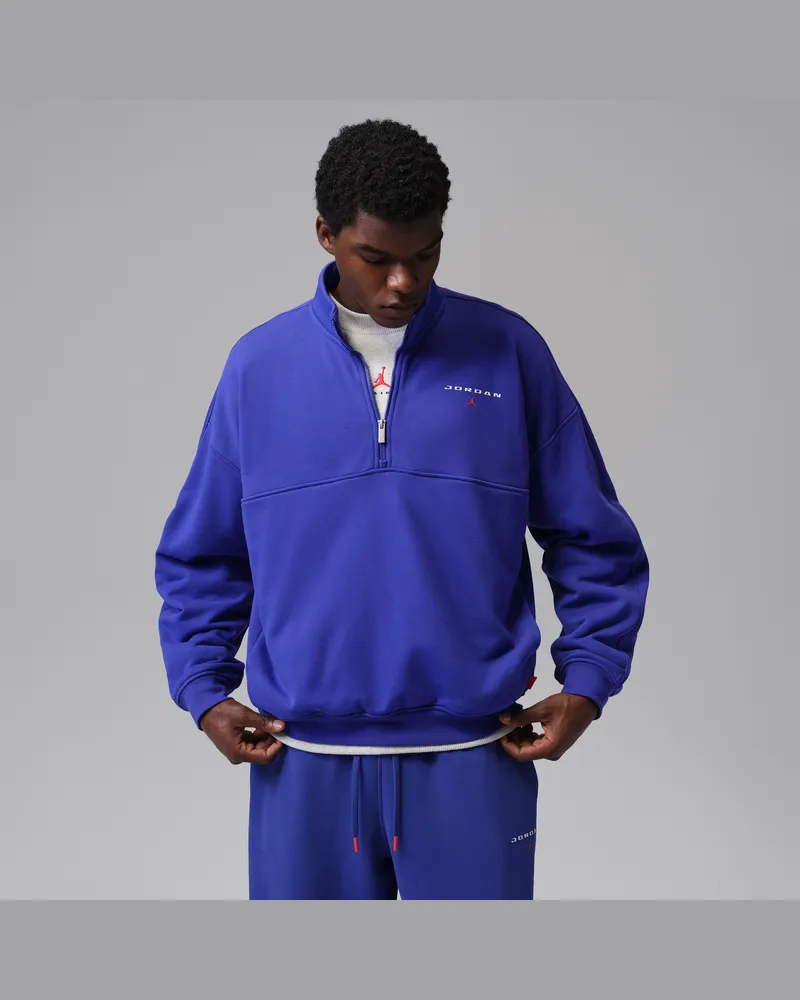 Jordan Flight Fleece Herrenoberteil mit Viertelreißverschluss - Blau Blau