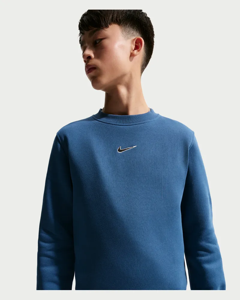 Nike Kylian Mbappé Club Fleece Fußball-Sweatshirt mit Rundhalsausschnitt (ältere Kinder) - Blau Blau
