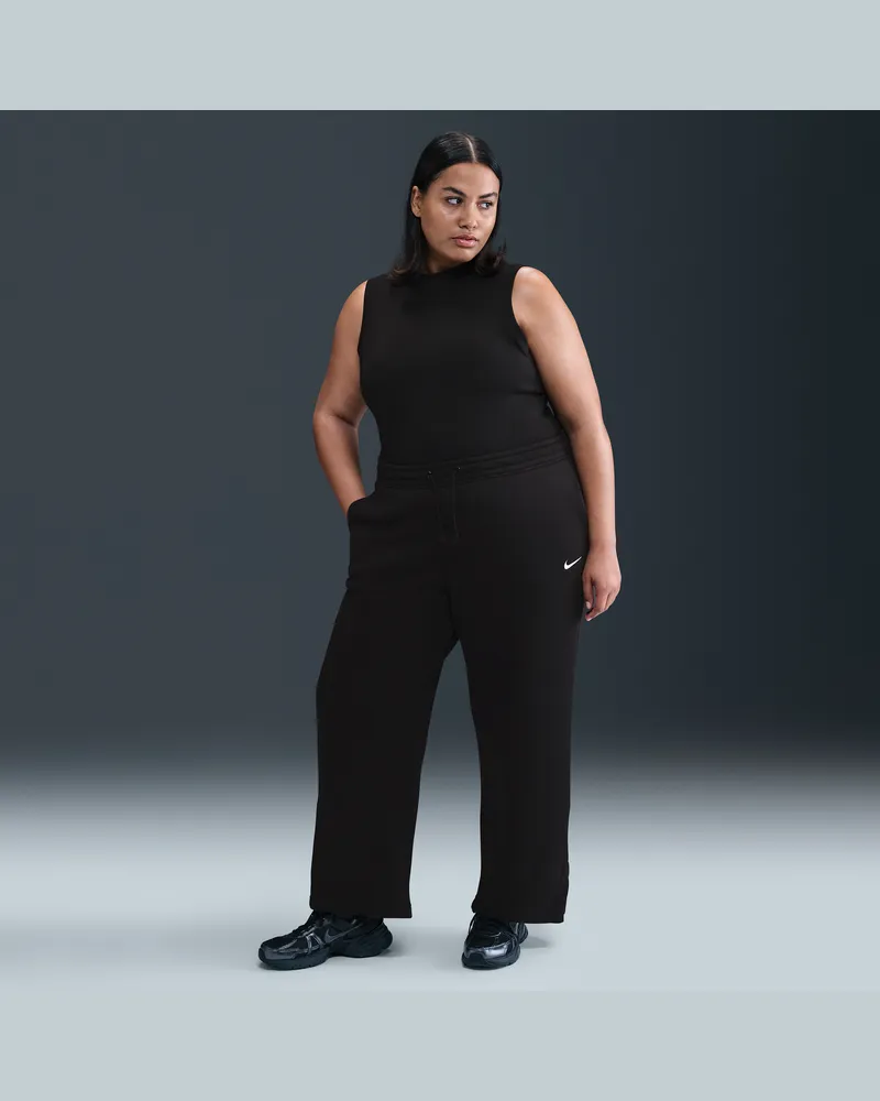 Nike Sportswear Phoenix Fleece Hose mit hohem Bund (Damen, große Größen) - Schwarz Schwarz