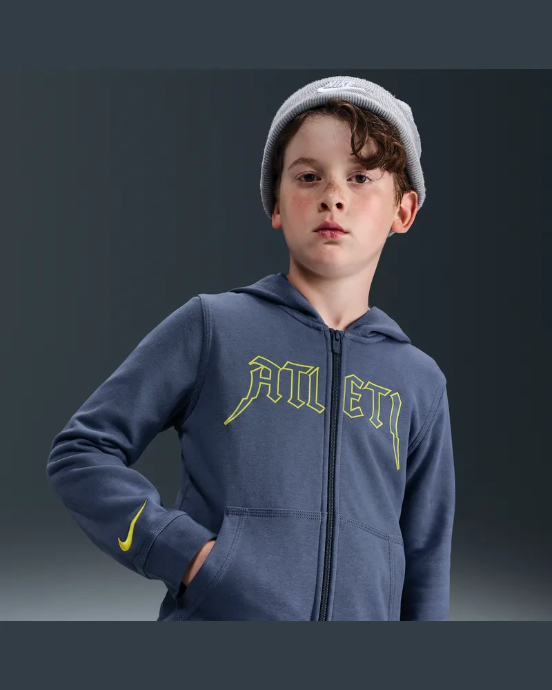 Nike Atlético Madrid Club  Fußball-Kapuzenjacke mit durchgehendem Reißverschluss für ältere Kinder (Jungen) - Blau Blau