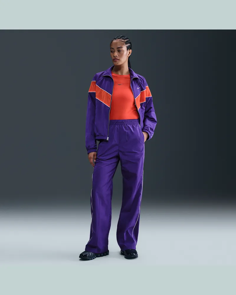 Nike Windrunner Webhose mit offenem Saum und hohem Taillenbund (Damen) - Lila Lila