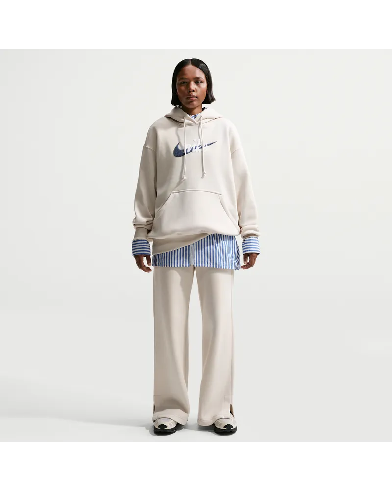 Nike Phoenix Fleece Trainingshose mit Logo, hohem Taillenbund und weitem Bein (Damen) - Braun Braun