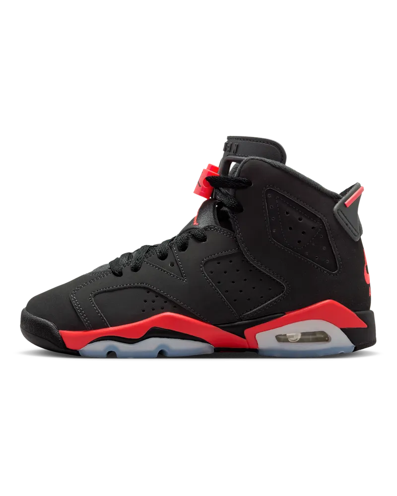 Jordan Air  6 Retro "Infrared Salesman" Schuh (ältere Kinder) - Schwarz Schwarz