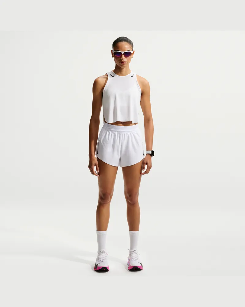 Nike AeroSwift Dri-FIT ADV Laufshorts mit mittelhohem Bund und Innenslip (Damen, ca. 7,5 cm) - Weiß Weiß