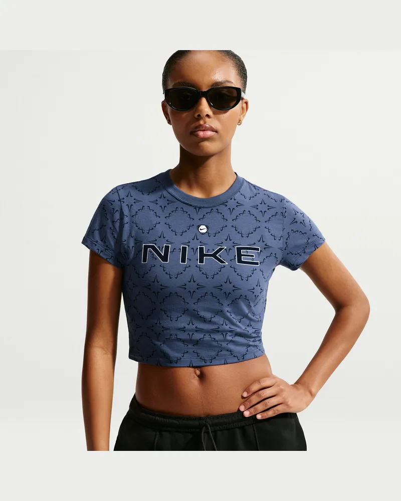 Nike Chill Knit schmal geschnittenes Kurz-T-Shirt (Damen) - Blau Blau