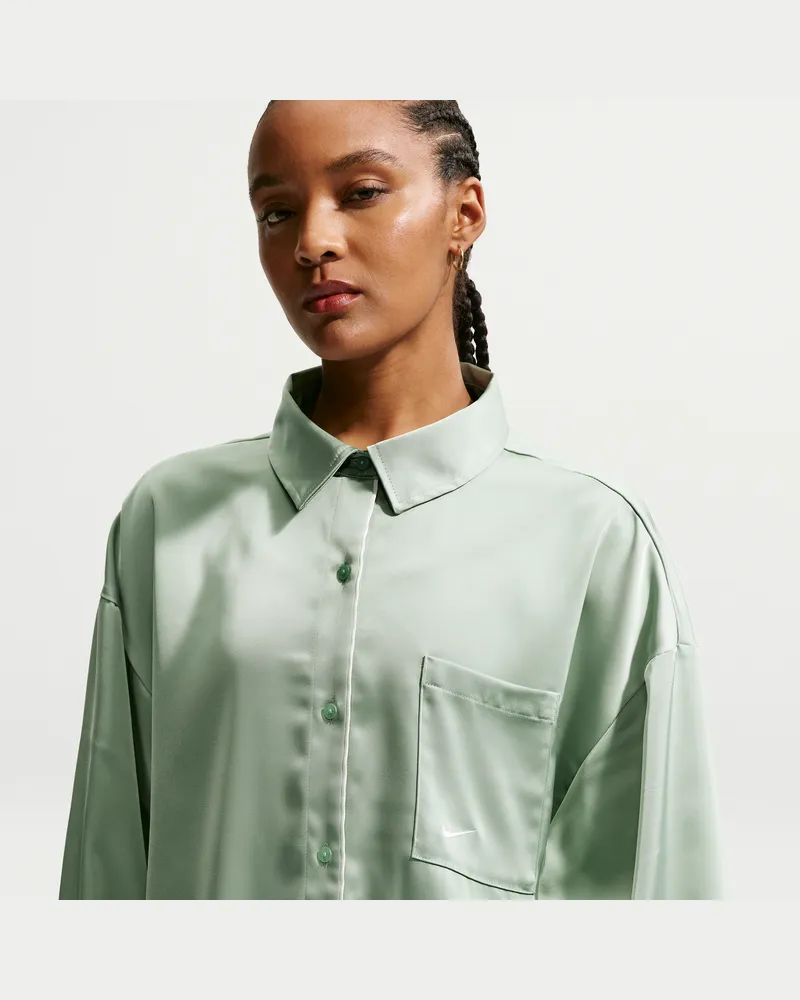 Nike Oversize-Longsleeve aus Satin (Damen) - Grün Grün