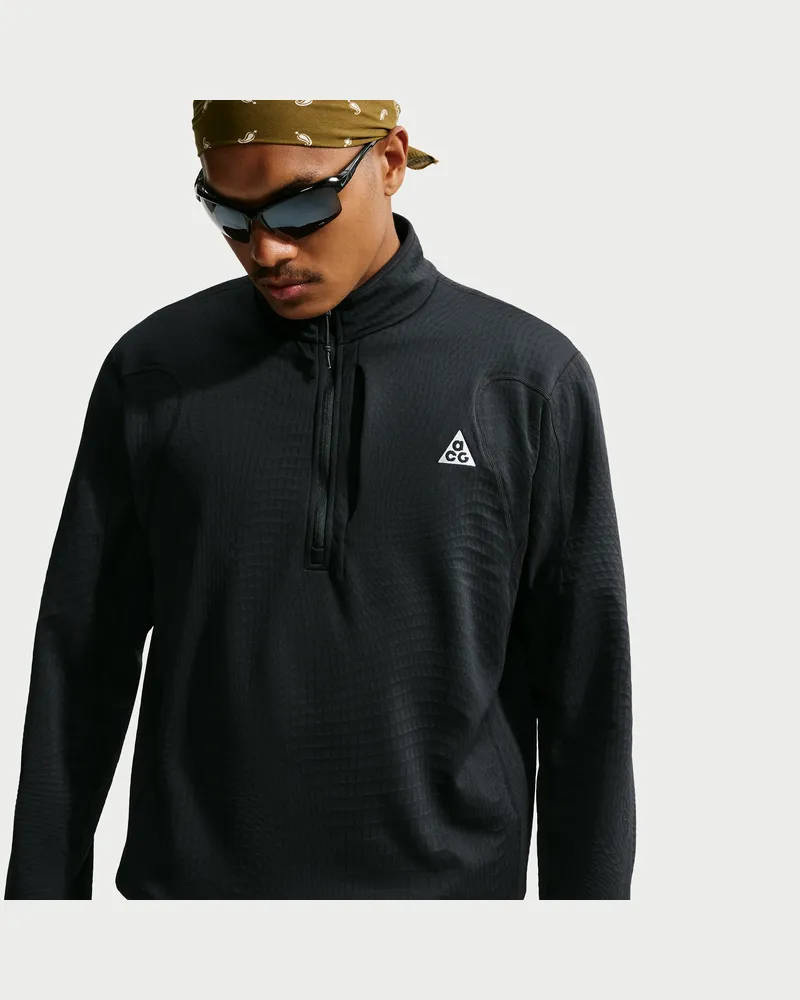 Nike ACG "Wolf Grid" Therma-FIT Wanderoberteil mit Halbreißverschluss (Herren) - Schwarz Schwarz
