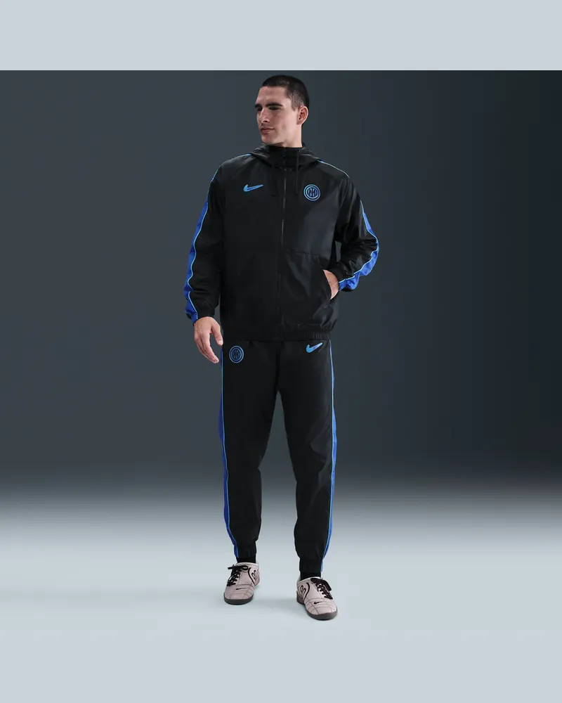 Nike Inter Mailand Sport Essentials  Fußball-Trainingsanzug aus Webmaterial mit Kapuze (Herren) - Schwarz Schwarz