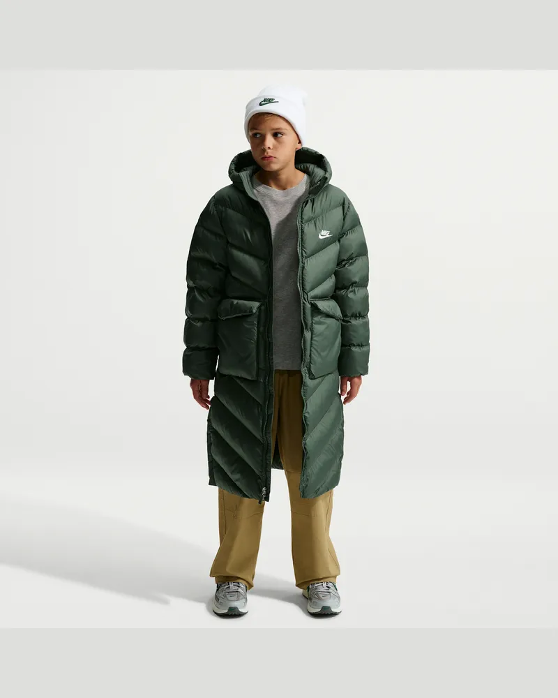 Nike All Day Play Therma-FIT-Puffer-Parka mit weiter Passform in voller Länge (ältere Kinder) - Grün Grün