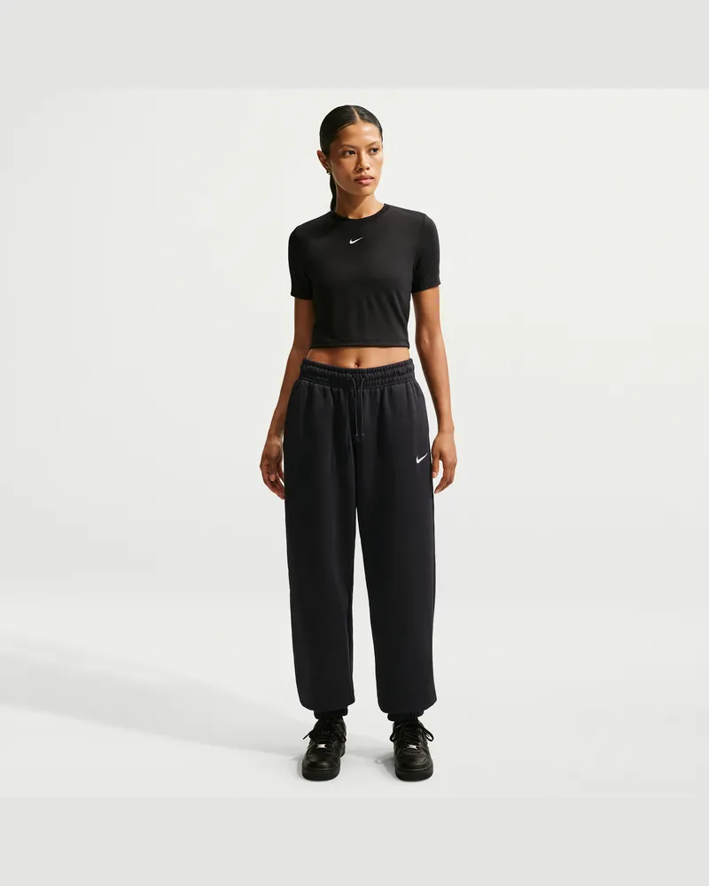 Nike Phoenix Fleece Oversize-Trainingshose mit hohem Taillenbund für Damen - Schwarz Schwarz