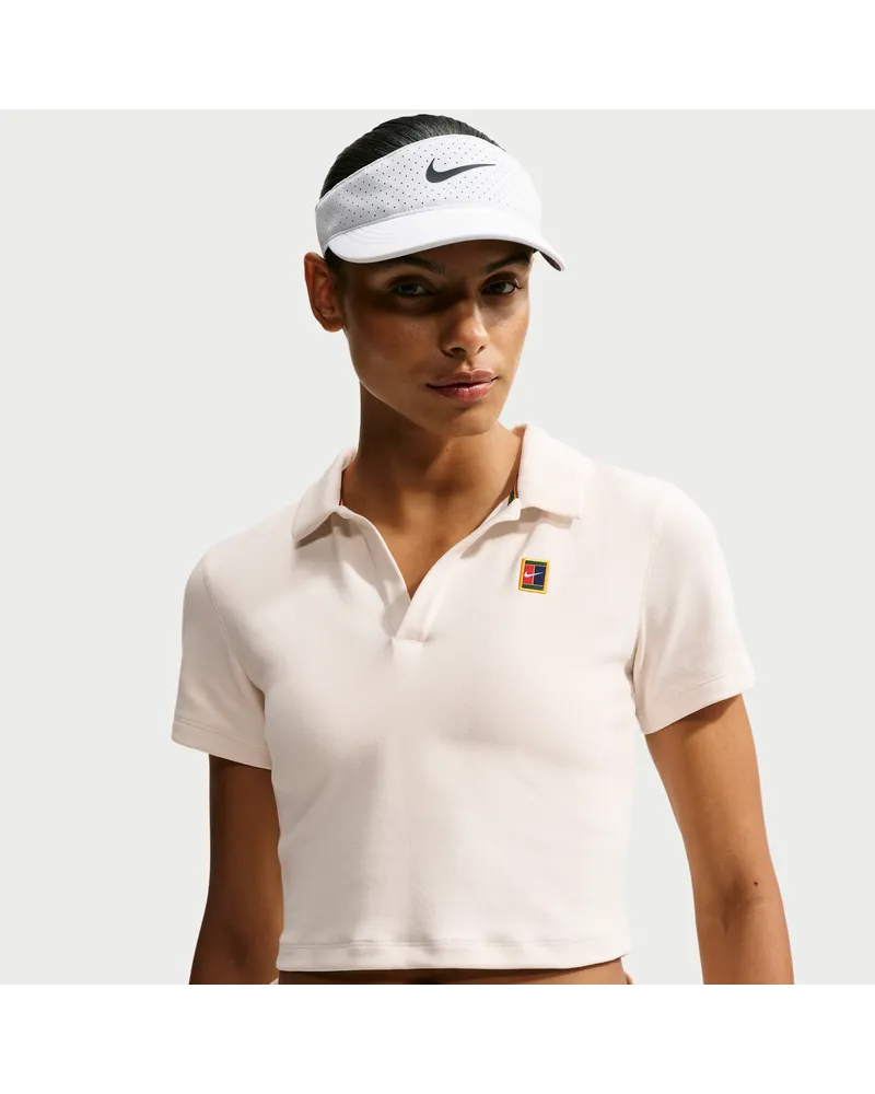 Nike Court Heritage kurzärmliges Tennis-Poloshirt mit verkürztem Schnitt (Damen) - Weiß Weiß