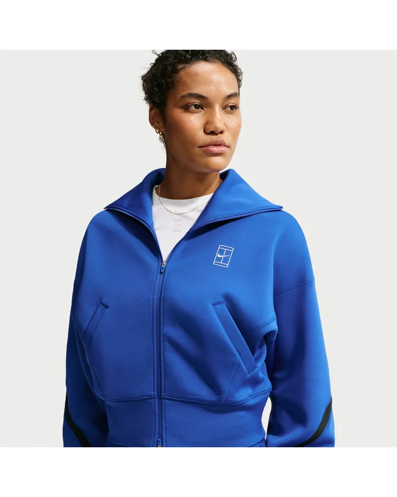 Nike Advantage Dri-FIT Tennisjacke mit durchgehendem Reißverschluss (Damen) - Blau Blau