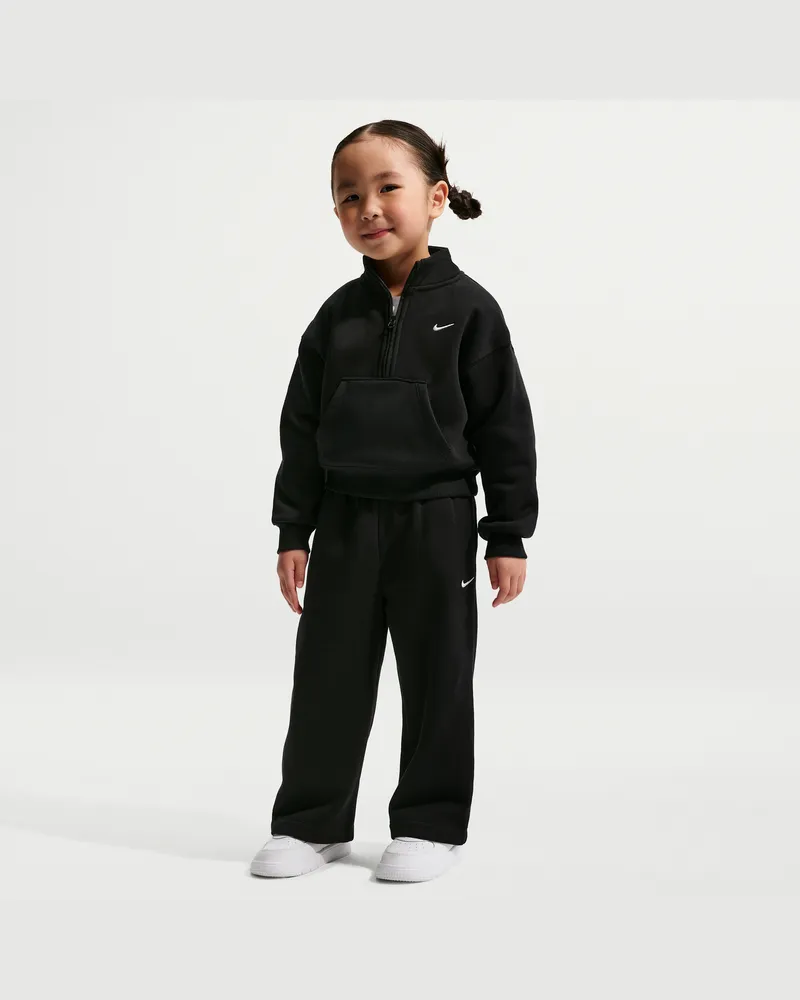 Nike Studio Fleece-Set aus Oberteil mit Halbreißverschluss und Hose für jüngere Kinder - Schwarz Schwarz