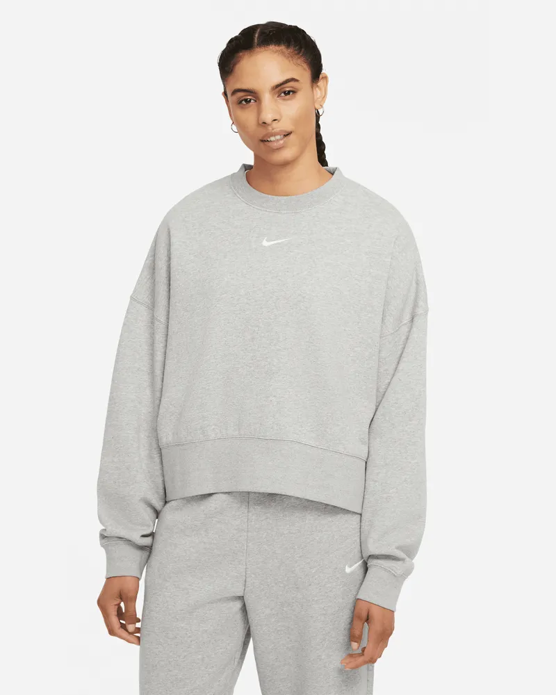 Nike Collection Essentials extragroßes Fleece-Rundhals-Sweatshirt für Damen - Grau Grau