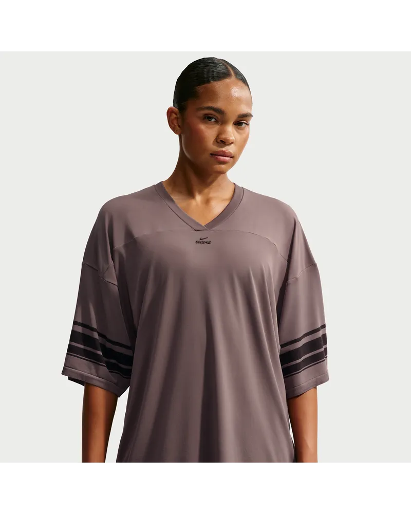 Nike SKIMS Stretch Knit Oversize-Oberteil mit V-Ausschnitt (Damen) - Braun Braun
