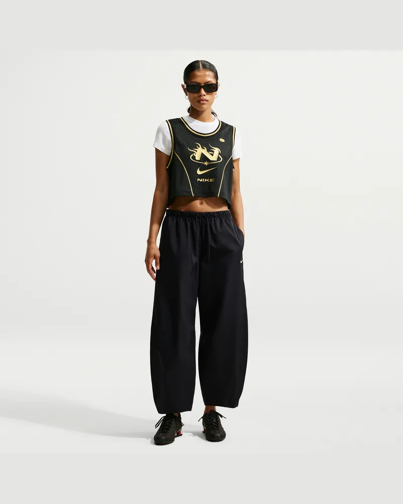 Nike Weite Barrel-Hose mit mittelhohem Bund von  (Damen) - Schwarz Schwarz