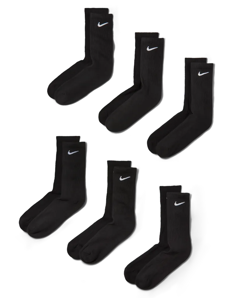 Nike Everyday Cushioned Crew-Trainingssocken (6 Paar) - Schwarz Schwarz