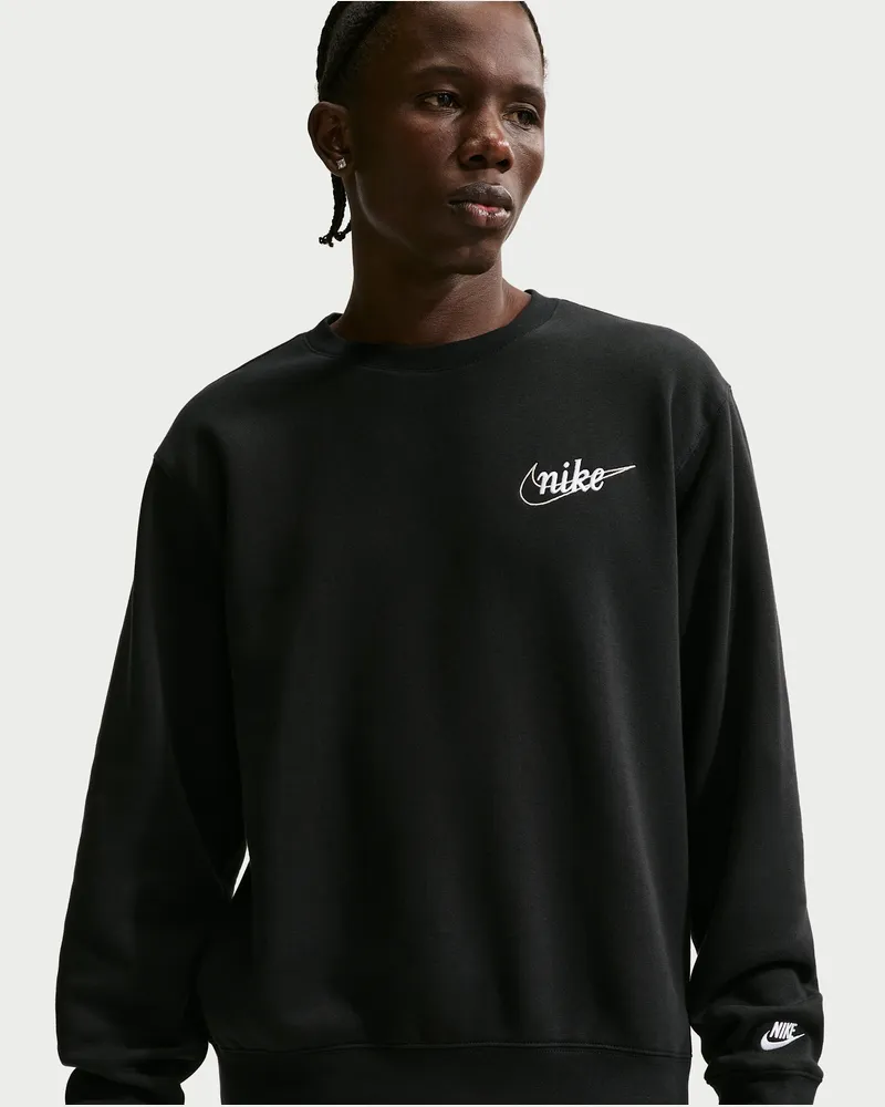 Nike Club Fleece Sweatshirt mit Rundhalsausschnitt (Herren) - Schwarz Schwarz