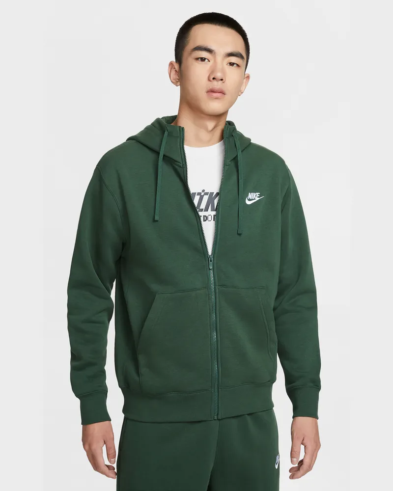 Nike Club Fleece Herren-Hoodie mit durchgehendem Reißverschluss - Grün Grün