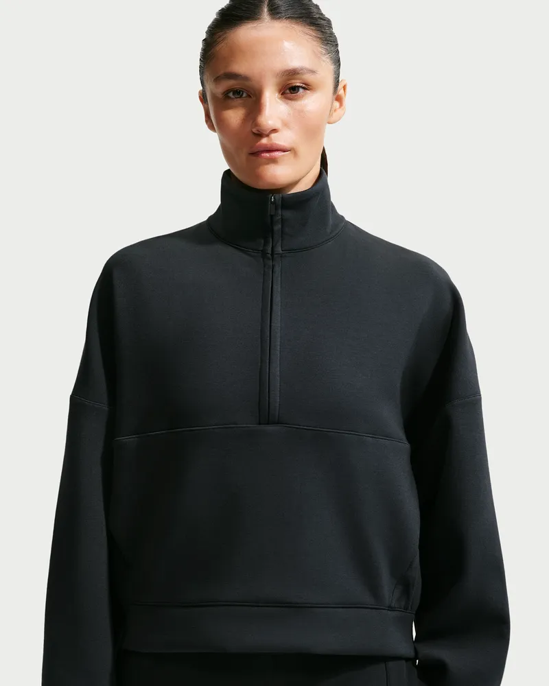 Nike 24.7 ImpossiblySoft Oversize-Oberteil mit Dri-FIT-Technologie und Halbreißverschluss (Damen) - Schwarz Schwarz