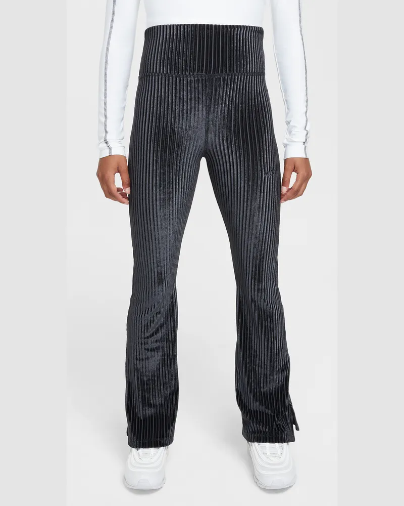 Nike gerippte Leggings mit hohem Taillenbund und ausgestelltem Bein (ältere Kinder, Mädchen) - Schwarz Schwarz