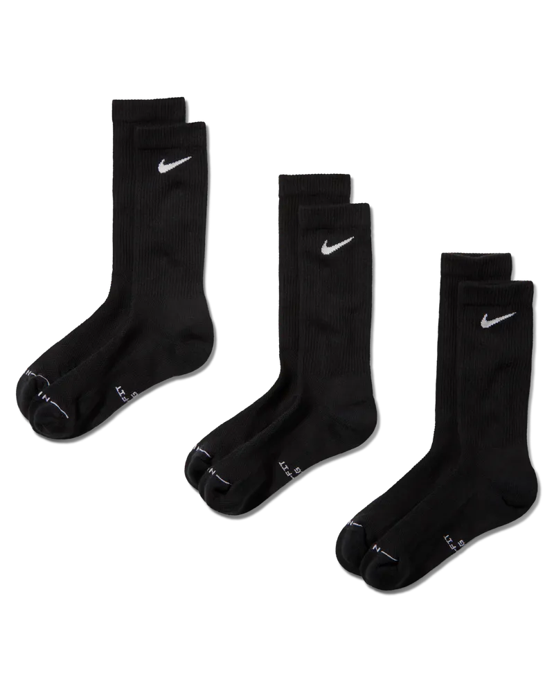 Nike Everyday Elevated Crew-Socken (3 Paar) - Schwarz Schwarz