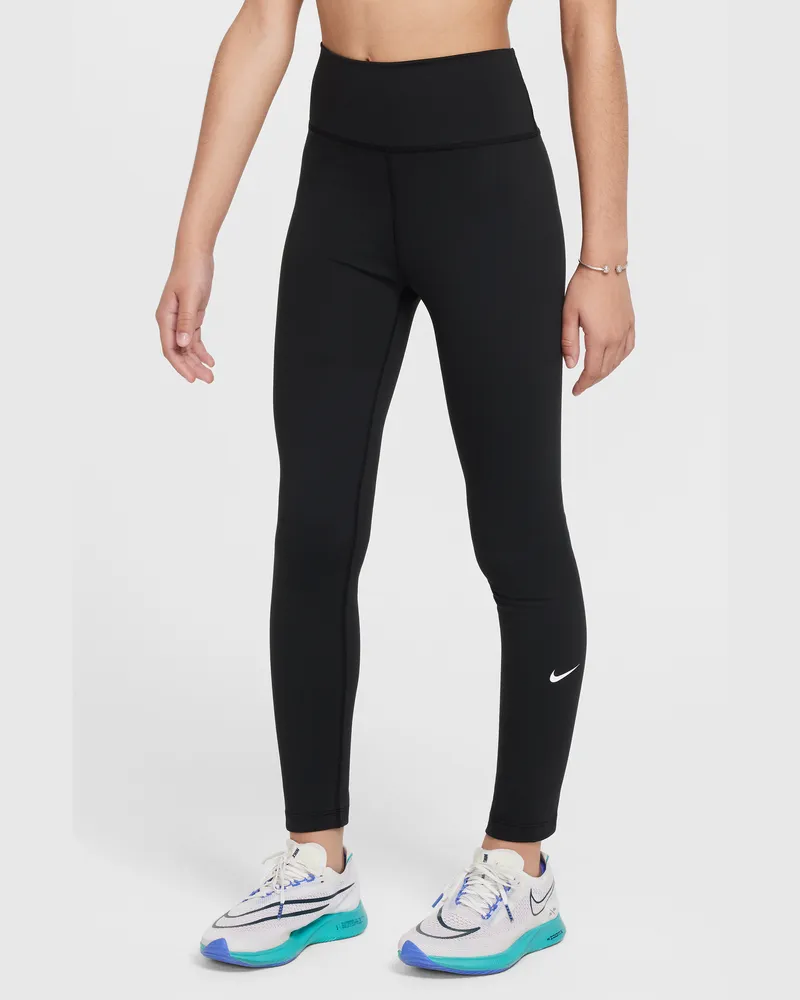 Nike One Dri-FIT-Leggings mit hohem Taillenbund für ältere Kinder (Mädchen) - Schwarz Schwarz