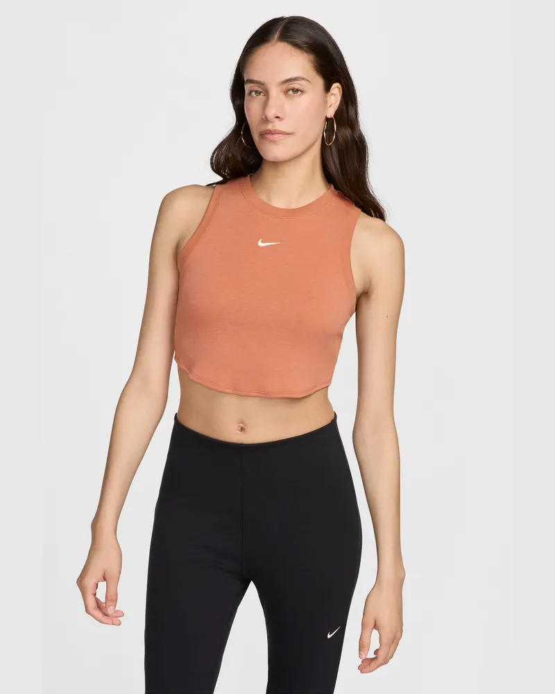 Nike Sportswear Chill Knit enges, kurz geschnittenes Mini-Rib-Tanktop für Damen - Braun Braun