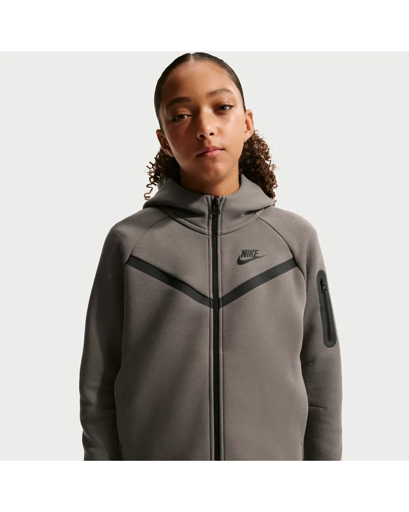 Nike Tech Fleece-Hoodie mit durchgehendem Reißverschluss (Mädchen) - Grau Grau