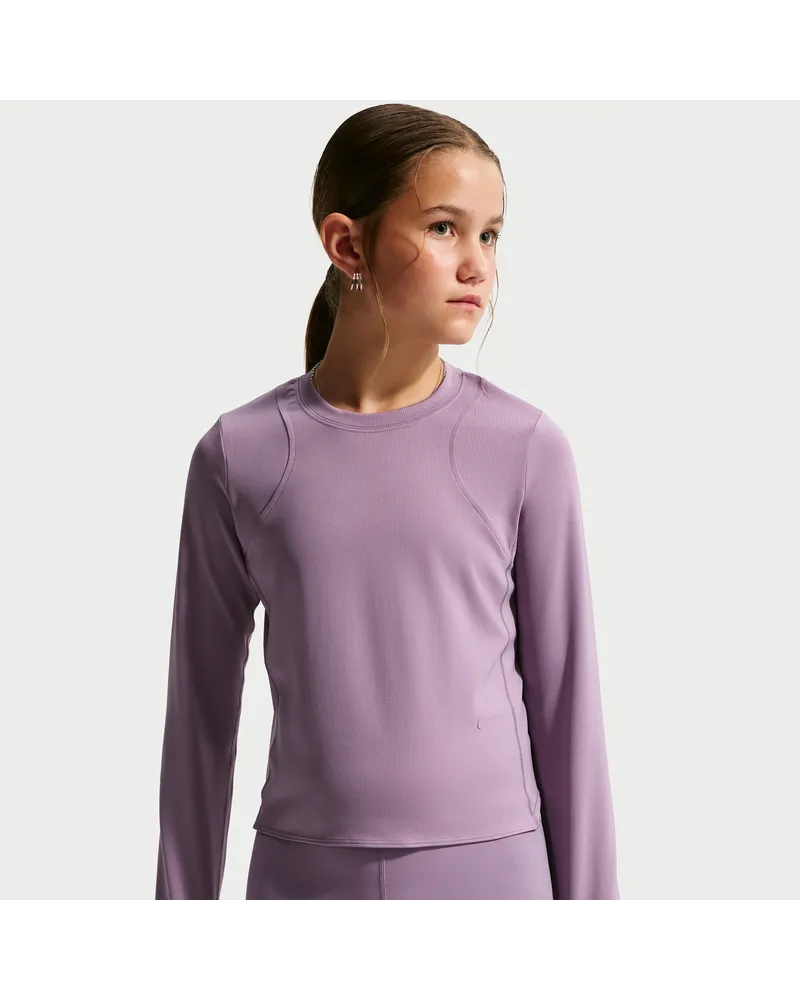 Nike MAVN geripptes Longsleeve mit Dri-FIT-Technologie für Mädchen - Lila Lila