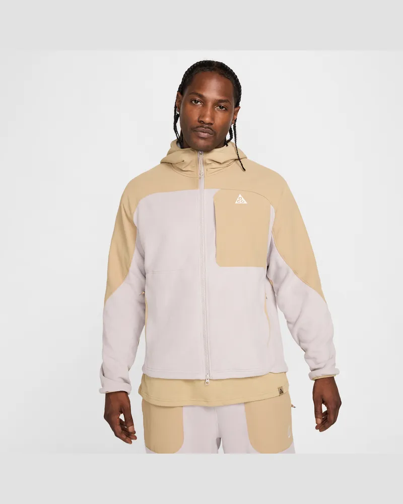 Nike ACG "Wolf Tree" Plus Midlayer mit Kapuze und durchgehendem Reißverschluss - Braun Braun