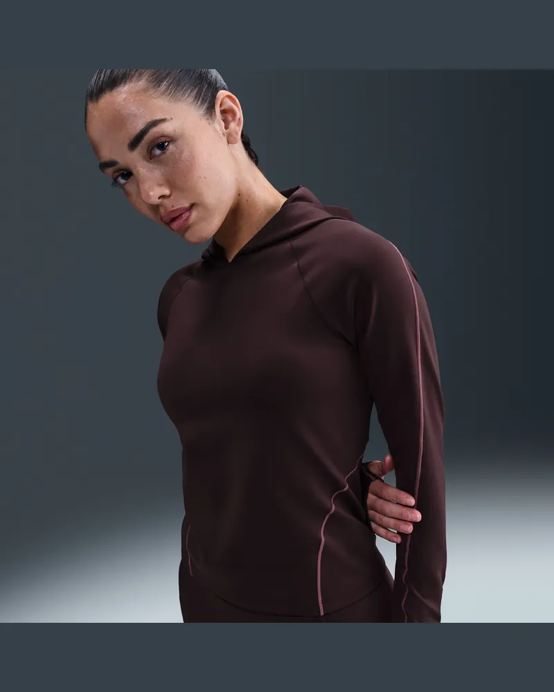 Nike Universa Dri-FIT Longsleeve in schmaler Passform mit Kapuze (Damen) - Rot Rot