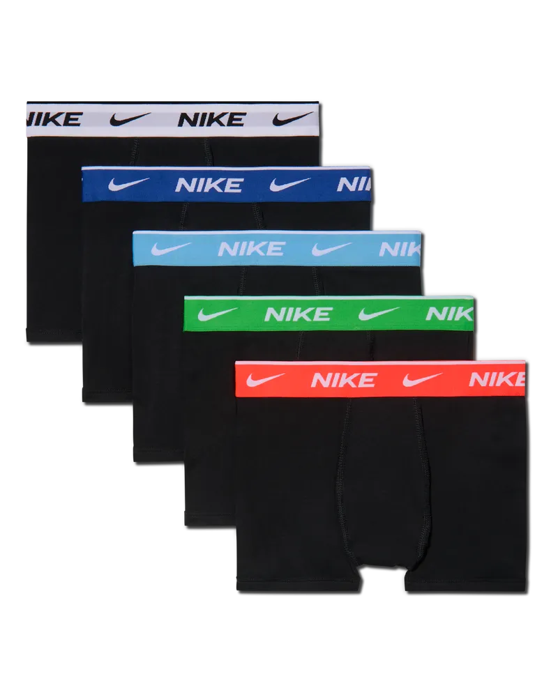 Nike Dri-FIT Boxershorts mit farbigem Bund aus Baumwolle (5er-Pack, ältere Kinder) - Rot Rot