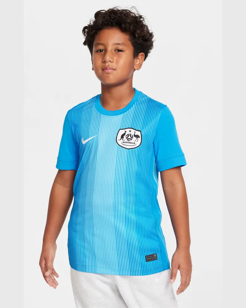 Nike Australien 2025/26 Stadium Goalkeeper  Dri-FIT kurzärmliges Replika-Fußballtrikot (ältere Kinder) - Blau Blau