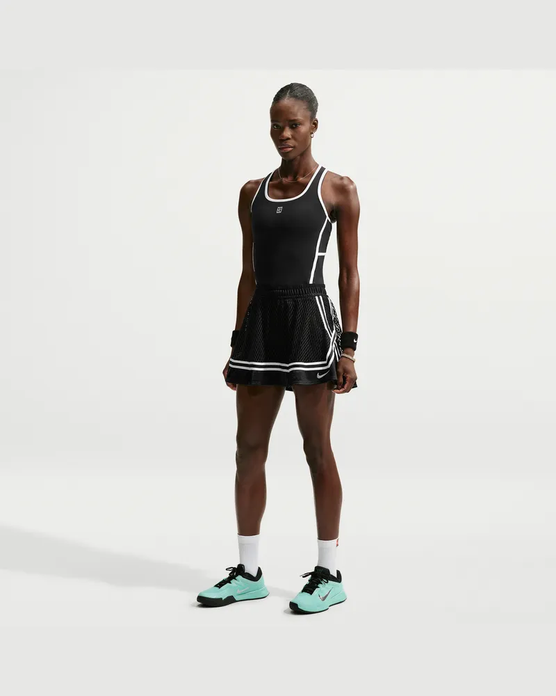 Nike Court Slam Tennisrock mit hohem Bund für Damen - Schwarz Schwarz