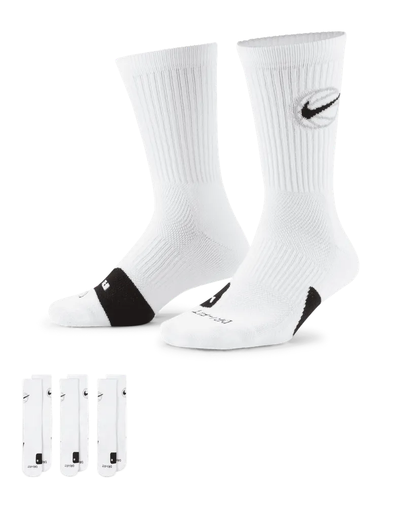 Nike Everyday Crew Basketballsocken (3 Paar) - Weiß Weiß