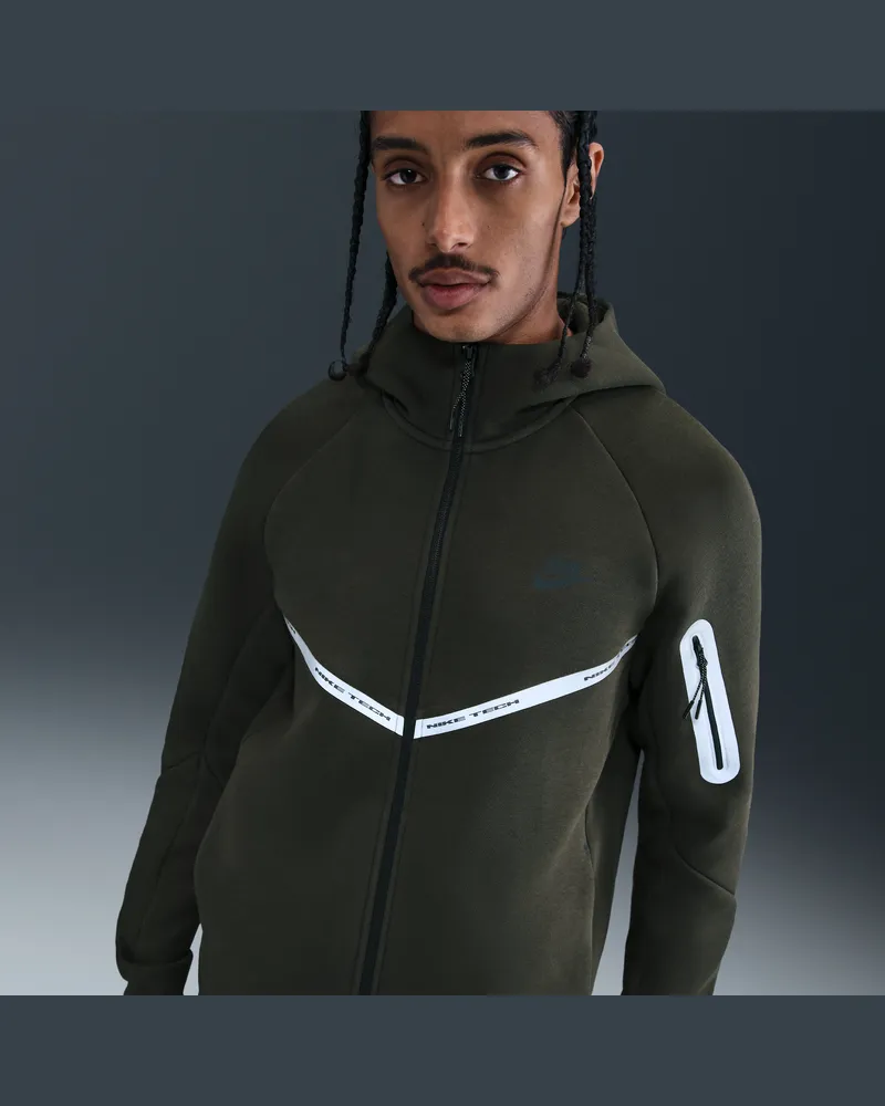 Nike Tech Windrunner-Jacke aus Fleece mit durchgehendem Reißverschluss und reflektierenden Akzenten (Herren) - Grün Grün