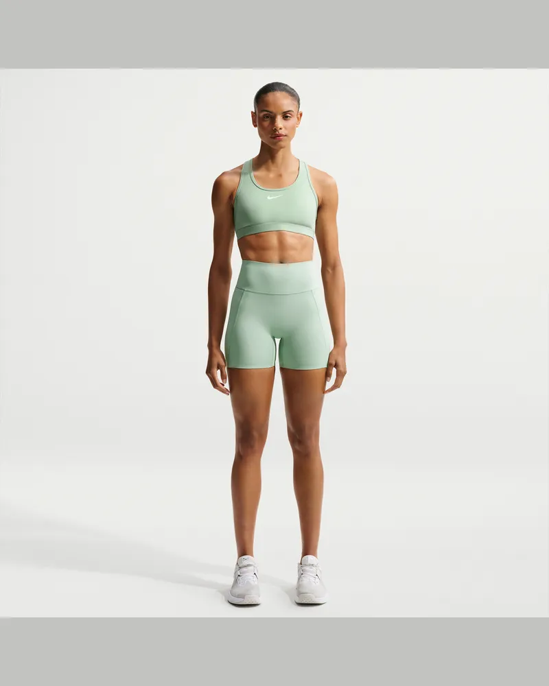 Nike Universa Bike Shorts mit hohem Bund und ohne Frontnaht (Damen, ca. 12,5 cm) - Grün Grün