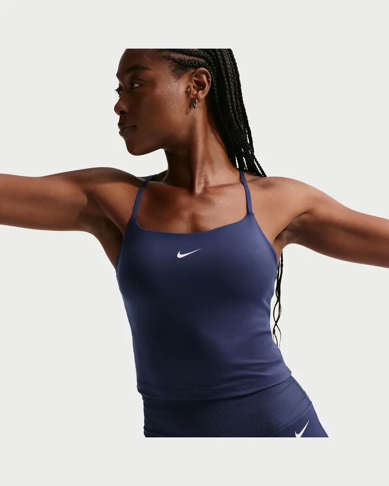 Nike One gepolstertes, verstellbares Sport-BH-Tanktop mit mittlerem Halt - Blau Blau