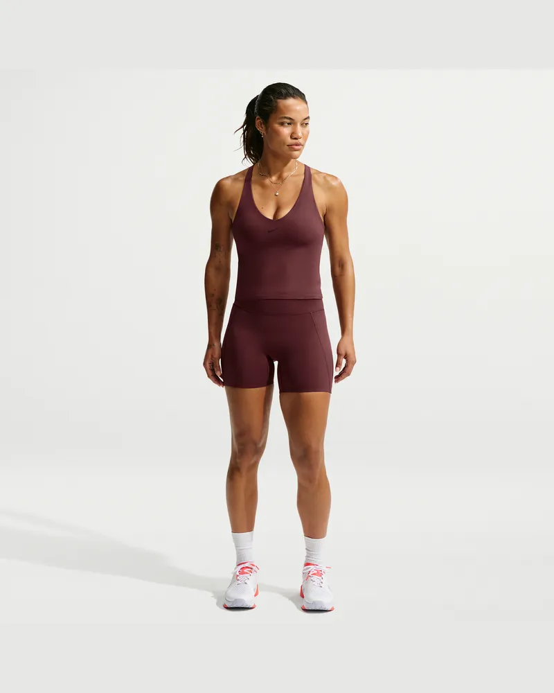 Nike Universa Bike Shorts mit hohem Bund und ohne Frontnaht (Damen, ca. 12,5 cm) - Lila Lila