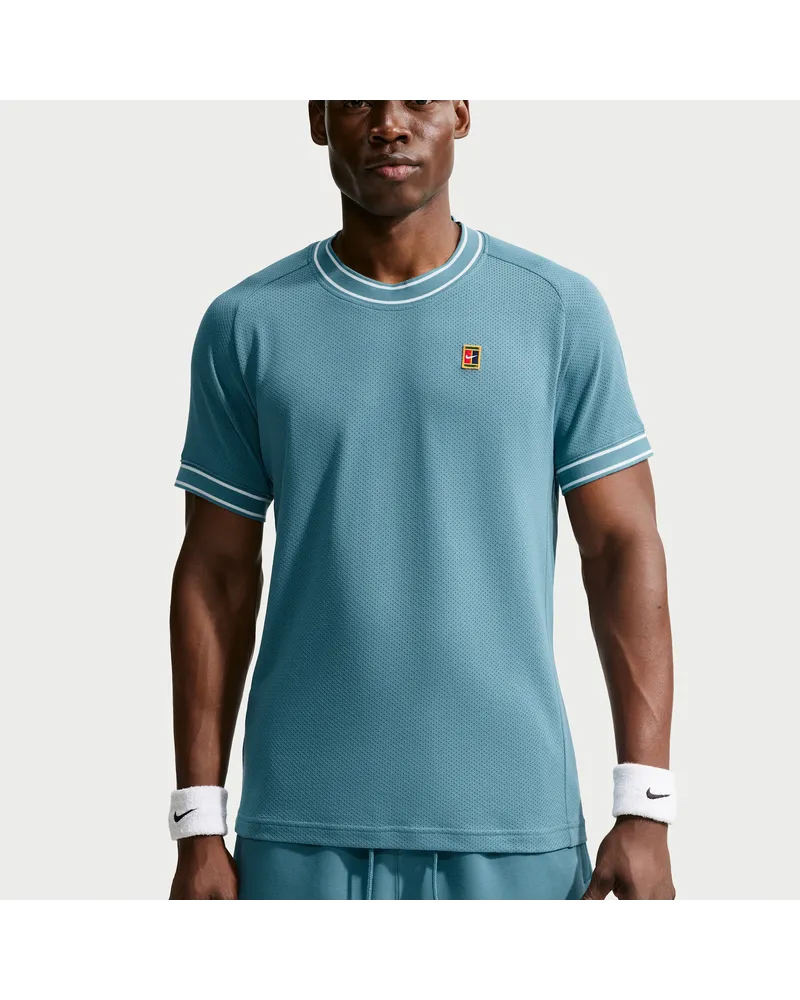 Nike Court Heritage Kurzarm-Tennisoberteil für Herren - Blau Blau