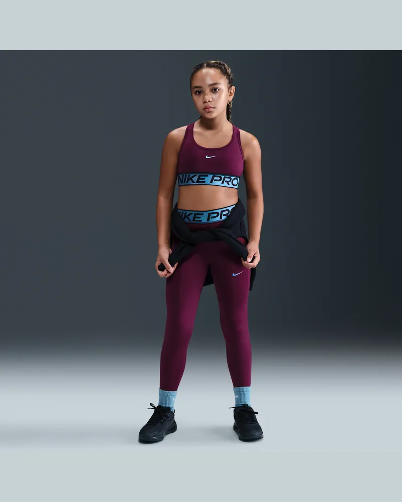 Nike Pro Leggings mit glänzenden Akzenten und Dri-FIT-Technologie (ältere Kinder, Mädchen) - Rot Rot